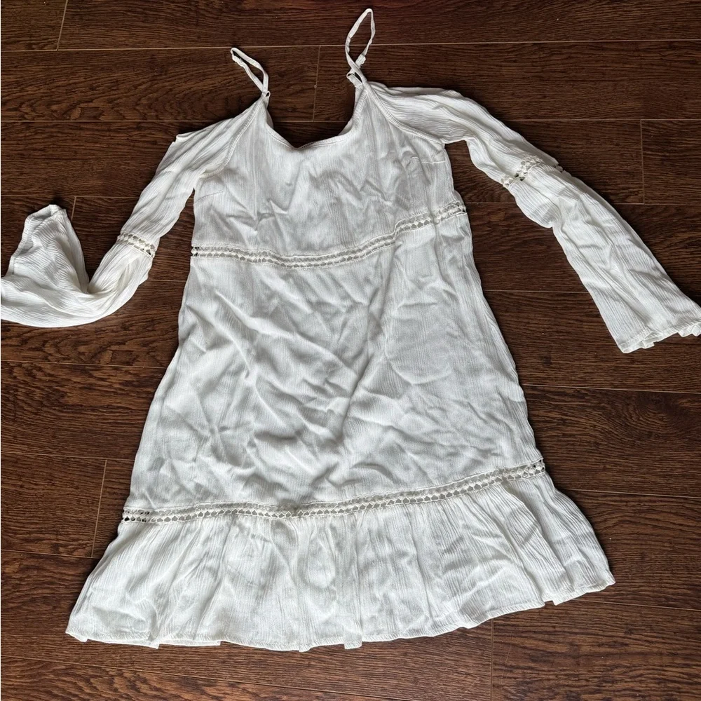 White Boho Dress with Long Sleeves - Picture 1 of 1